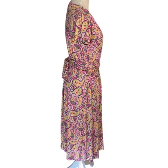 BODEN Evangeline Paisley Jersey Wrap Dress, In Party Pink - 10L - Picture 3 of 10